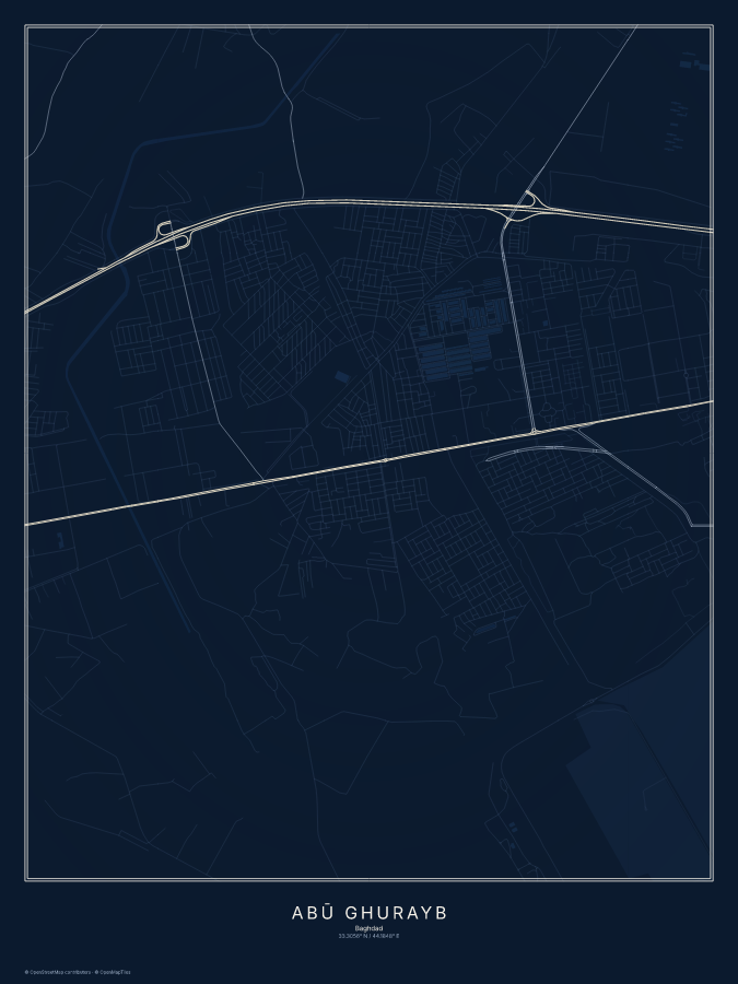Abū Ghurayb map poster, midnight style