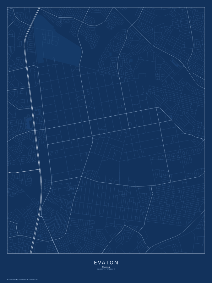 Evaton map poster, blueprint style