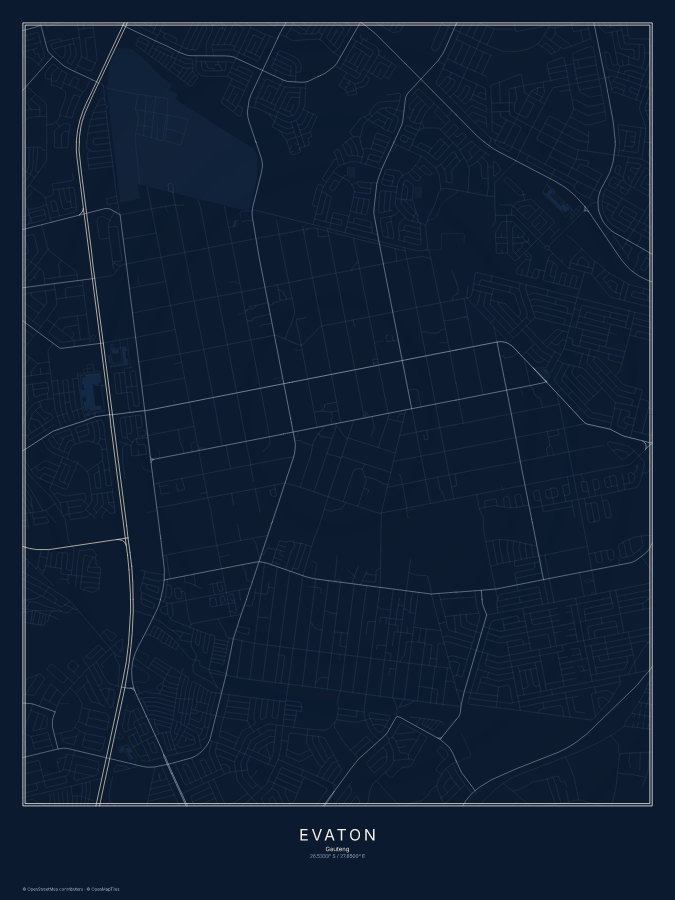 Evaton map poster, midnight style