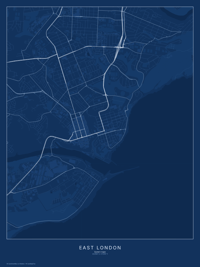 East London map poster, blueprint style