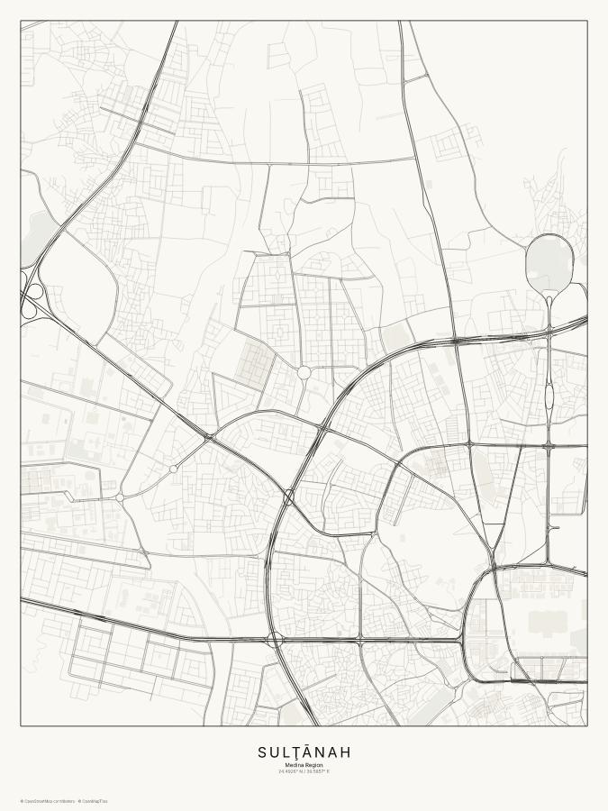 Sulţānah map poster, classic style