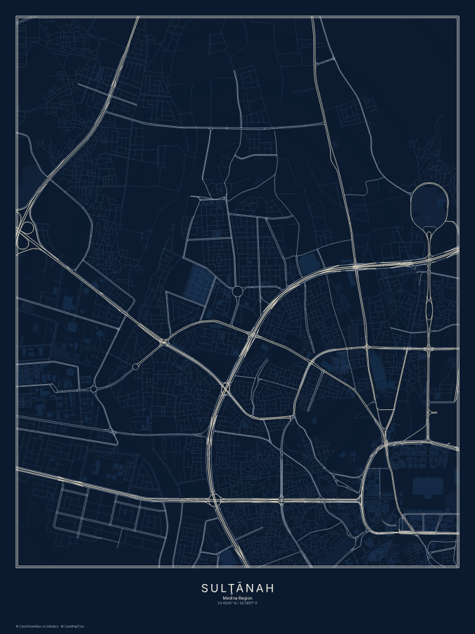 Sulţānah map poster, midnight style