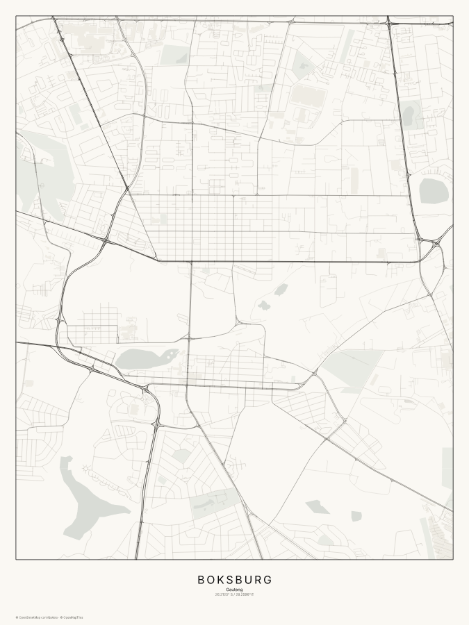 Boksburg map poster, classic style