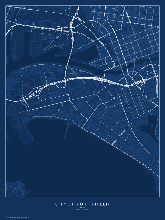 City of Port Phillip map poster, blueprint style
