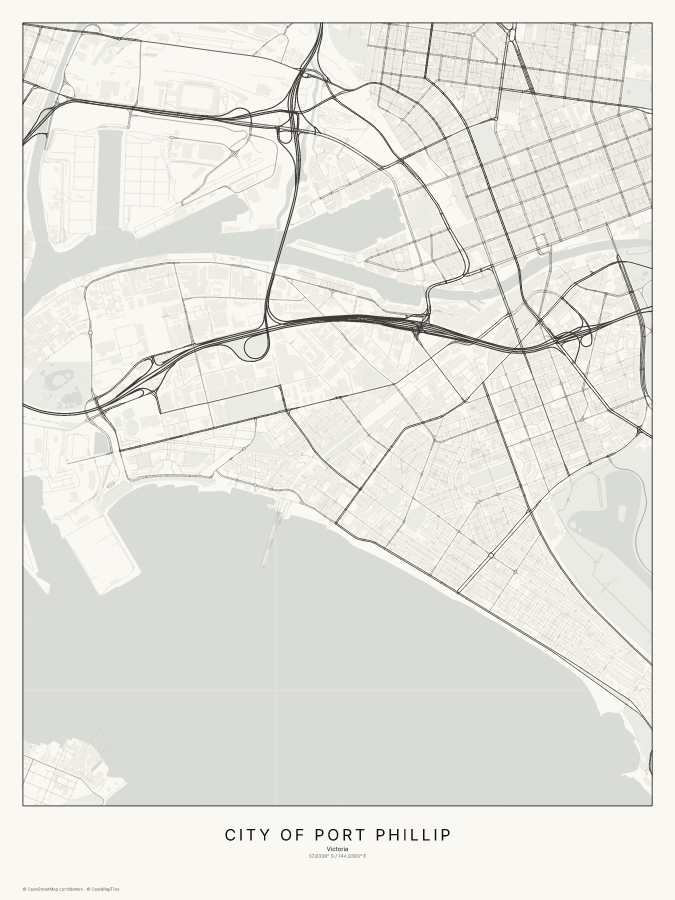 City of Port Phillip map poster, classic style