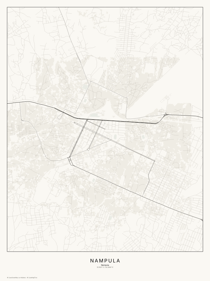 Nampula map poster, classic style