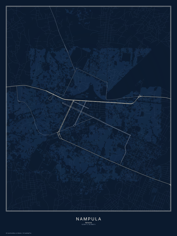 Nampula map poster, midnight style