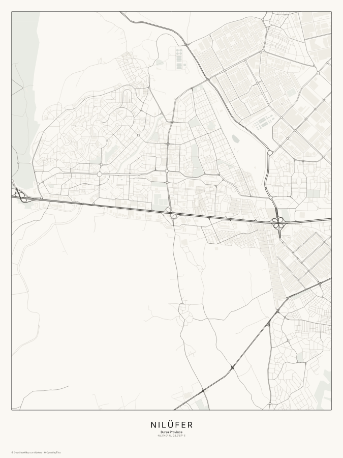Nilüfer map poster, classic style