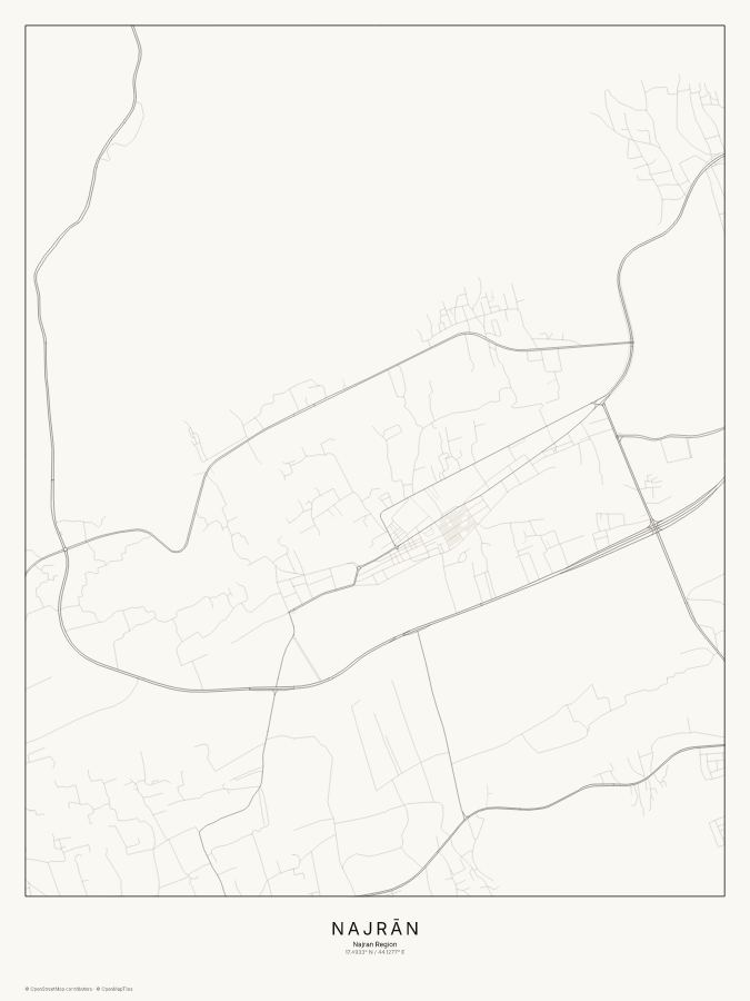 Najrān map poster, classic style