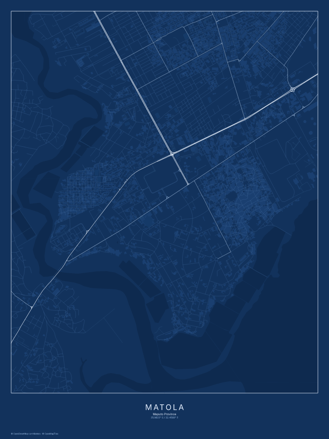 Matola map poster, blueprint style