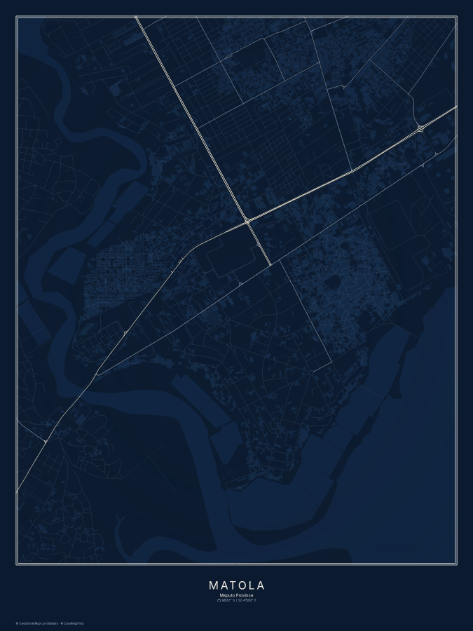 Matola map poster, midnight style