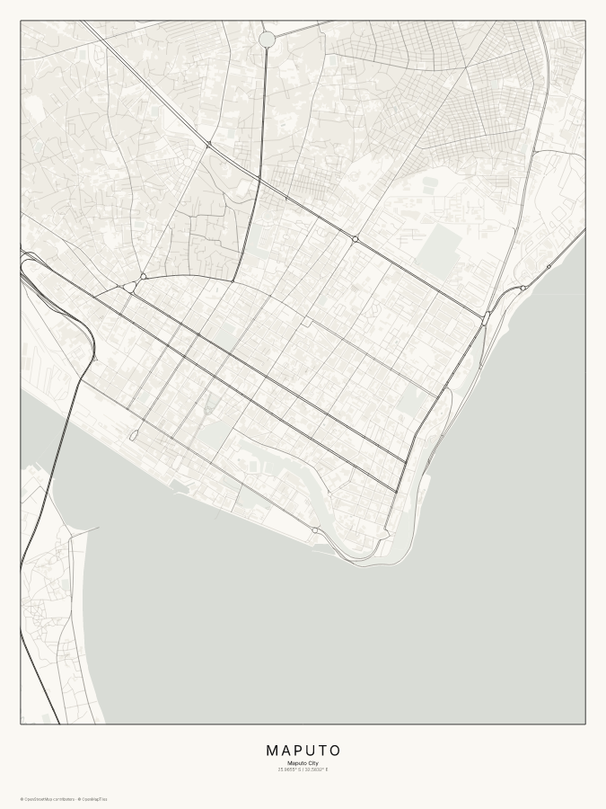 Maputo map poster, classic style