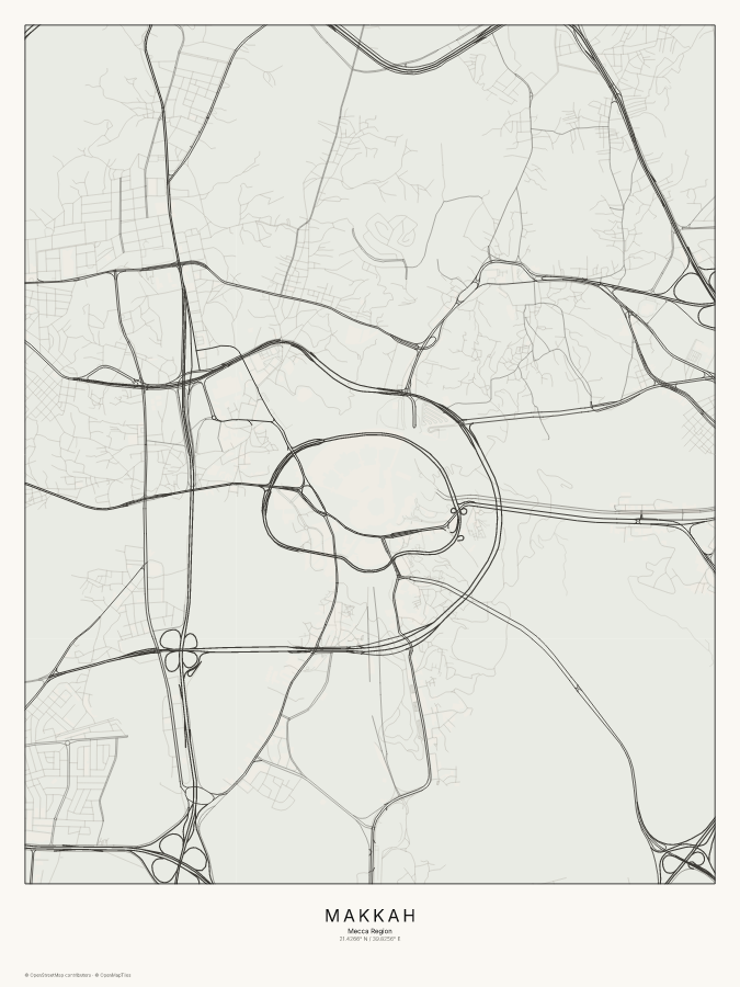 Makkah map poster, classic style