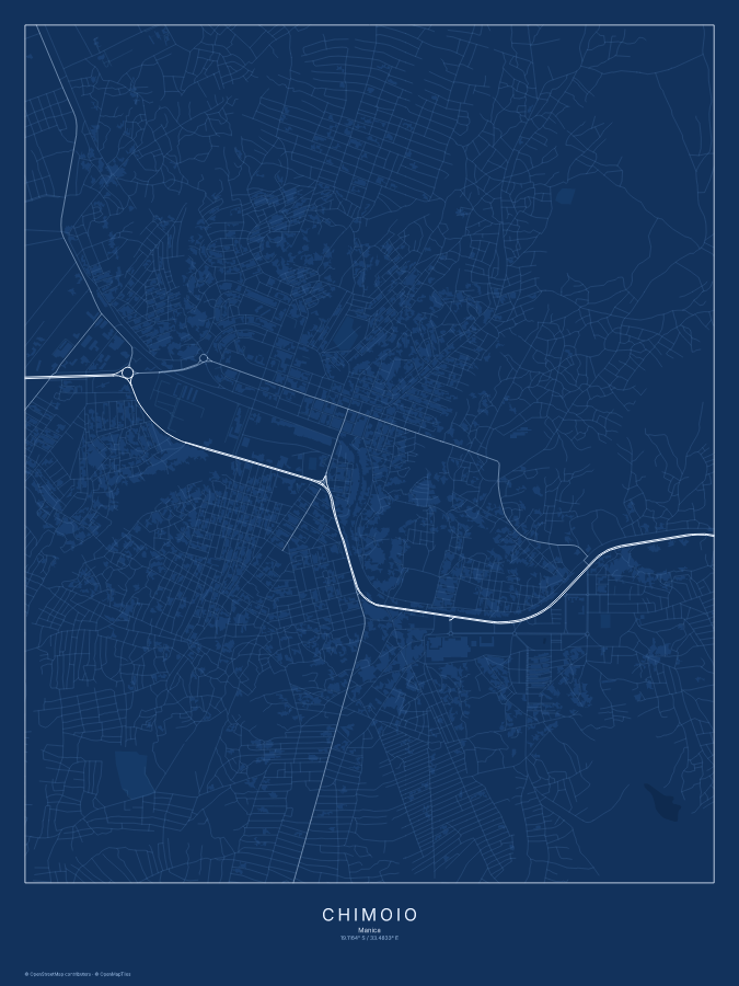 Chimoio map poster, blueprint style