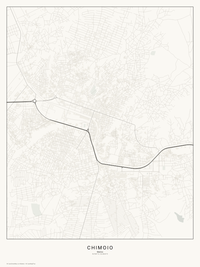 Chimoio map poster, classic style