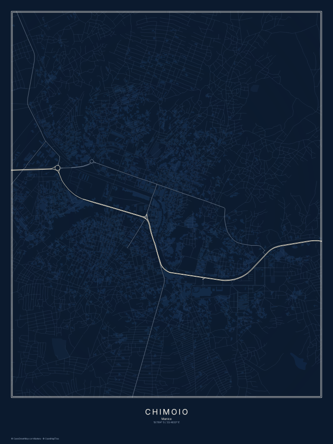 Chimoio map poster, midnight style