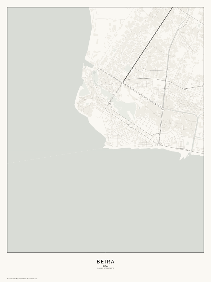 Beira map poster, classic style