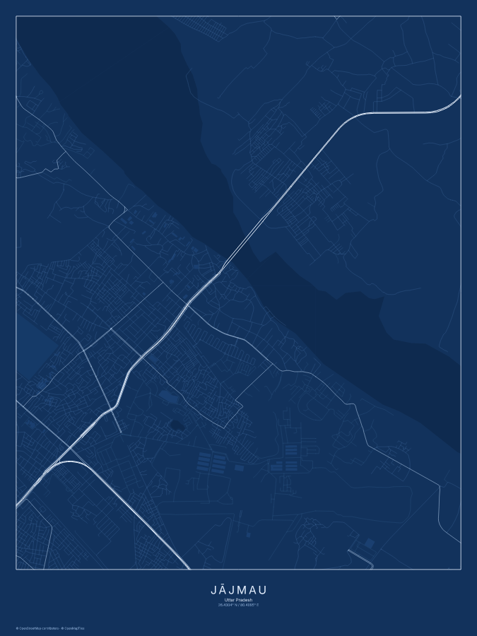 Jājmau map poster, blueprint style