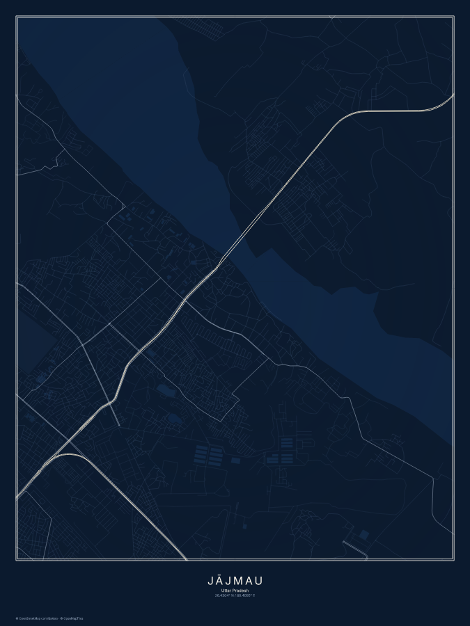 Jājmau map poster, midnight style