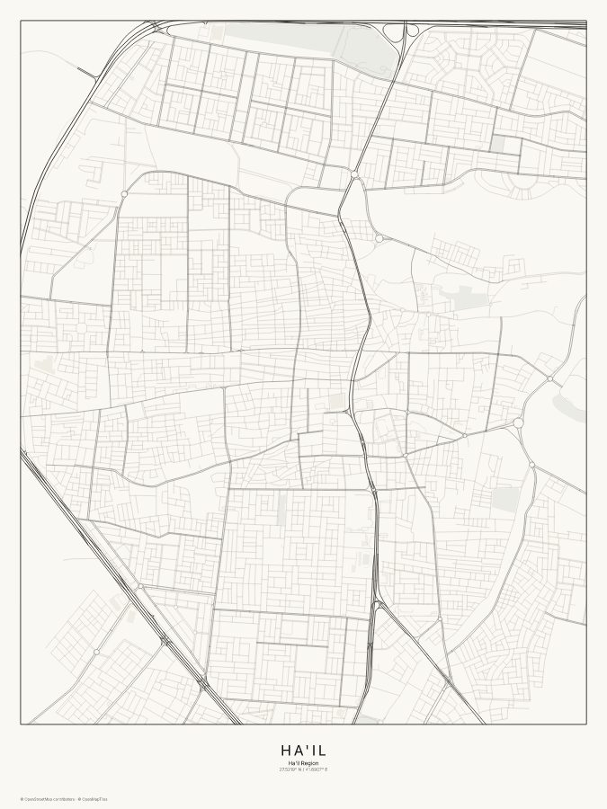 Ha'il map poster, classic style