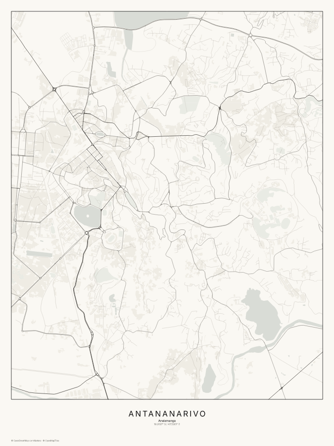 Antananarivo map poster, classic style