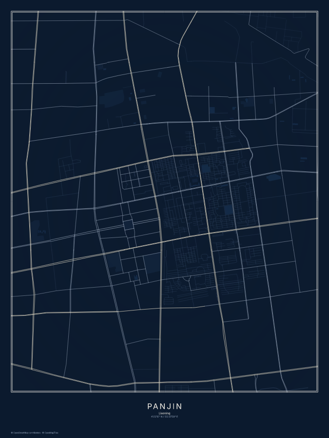 Panjin map poster, midnight style