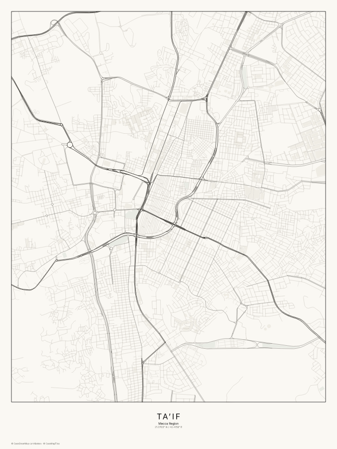 Ta’if map poster, classic style