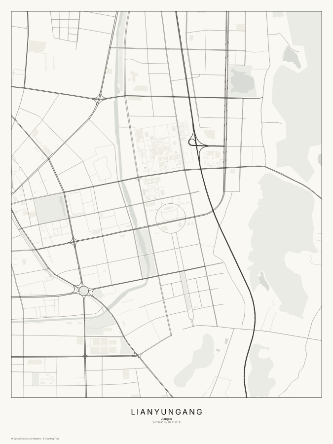Lianyungang map poster, classic style