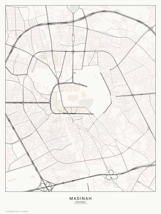 Madinah map poster, classic style