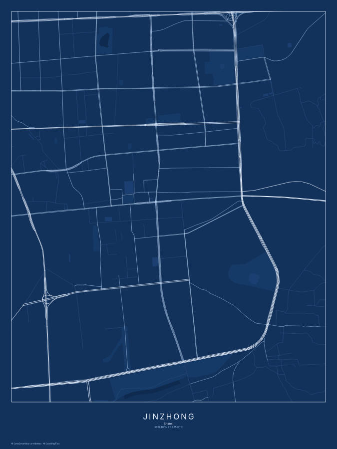 Jinzhong map poster, blueprint style