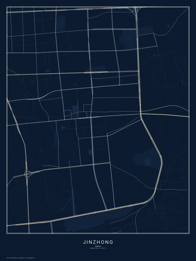 Jinzhong map poster, midnight style
