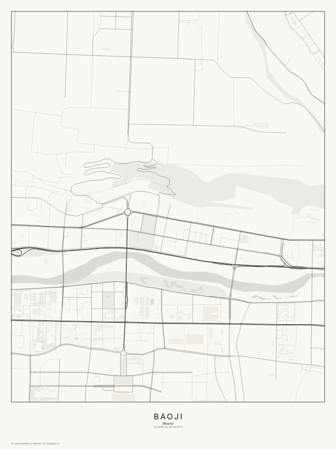 Baoji map poster, classic style