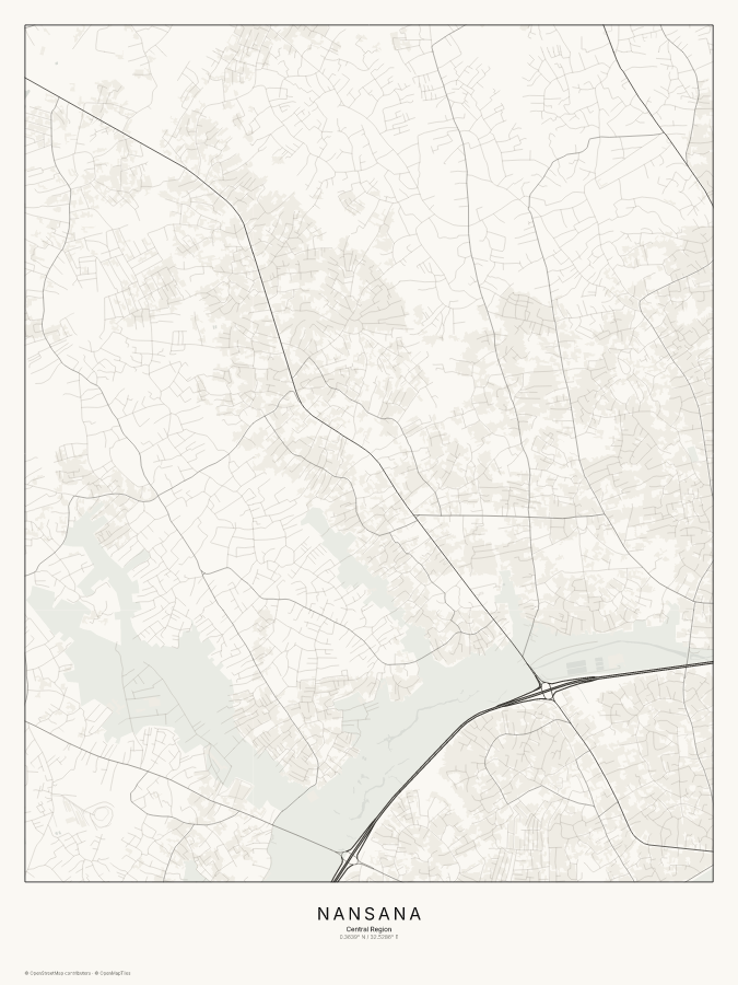 Nansana map poster, classic style