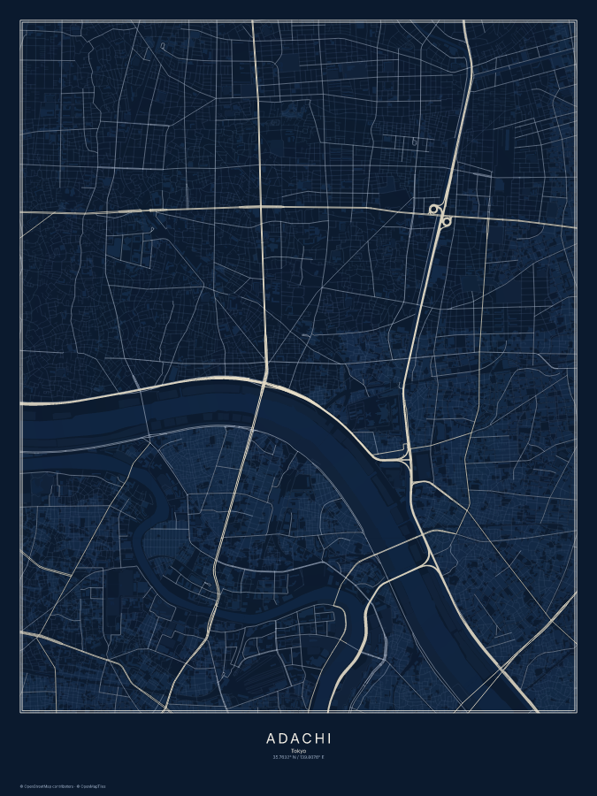 Adachi map poster, midnight style