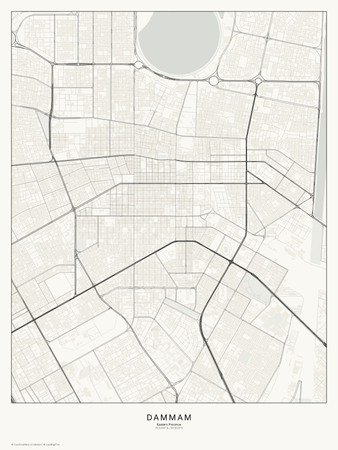 Dammam map poster, classic style