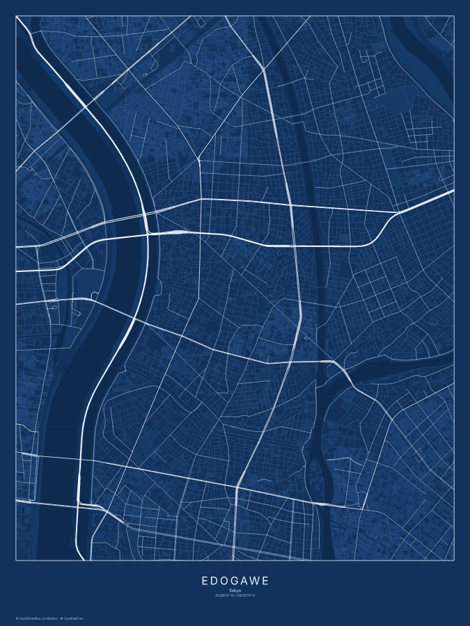Edogawe map poster, blueprint style