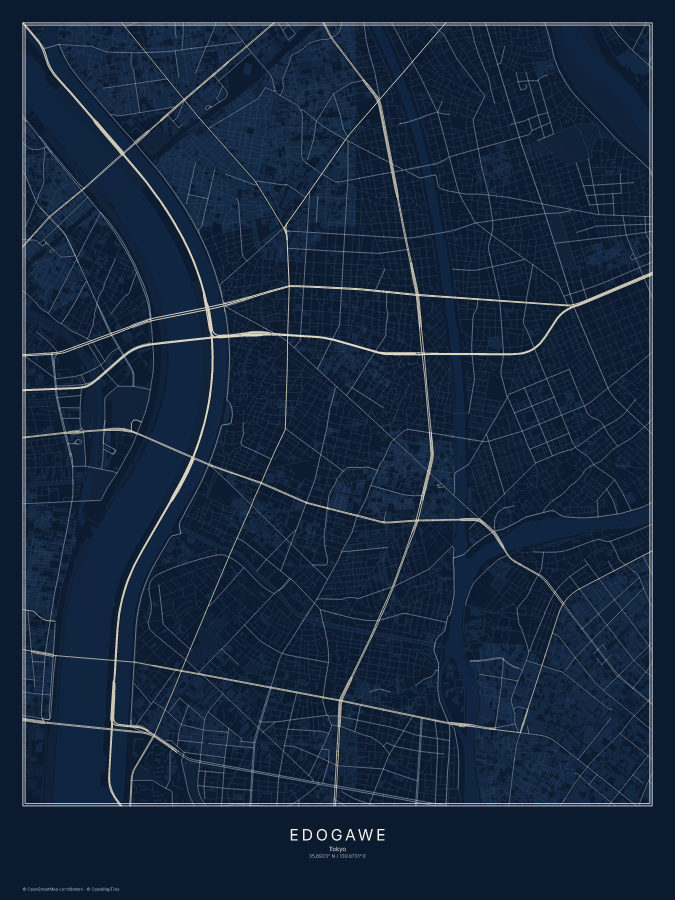 Edogawe map poster, midnight style