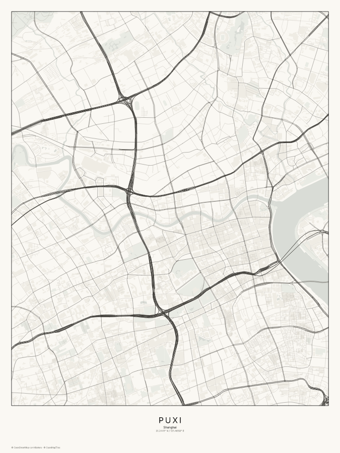 Puxi map poster, classic style