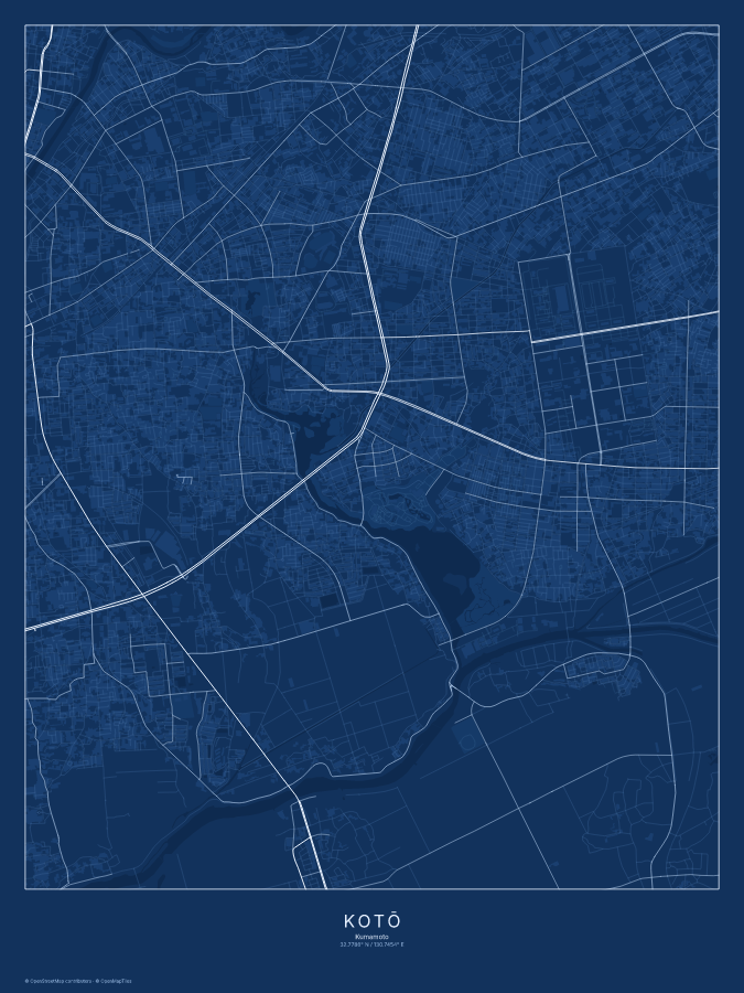 Kotō map poster, blueprint style