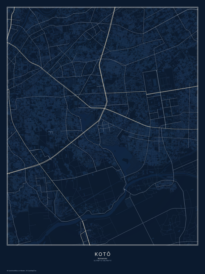 Kotō map poster, midnight style