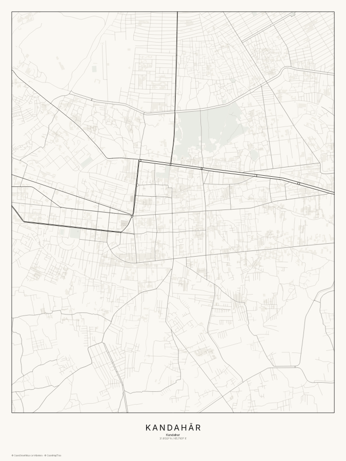 Kandahār map poster, classic style