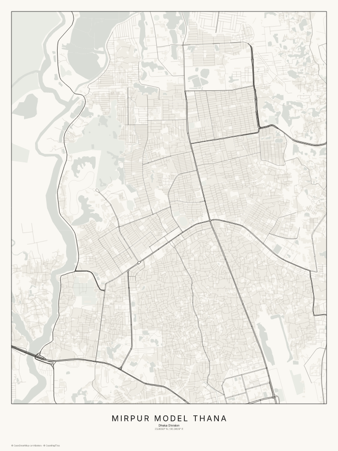 Mirpur Model Thana map poster, classic style