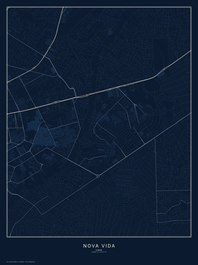 Nova Vida map poster, midnight style