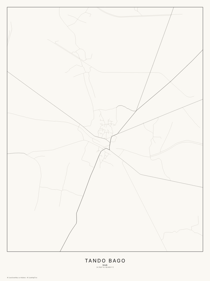 Tando Bago map poster, classic style