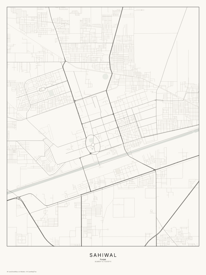 Sahiwal map poster, classic style