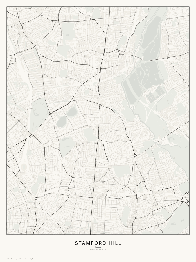Stamford Hill map poster, classic style