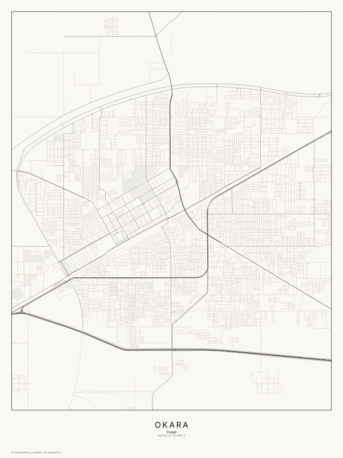 Okara map poster, classic style