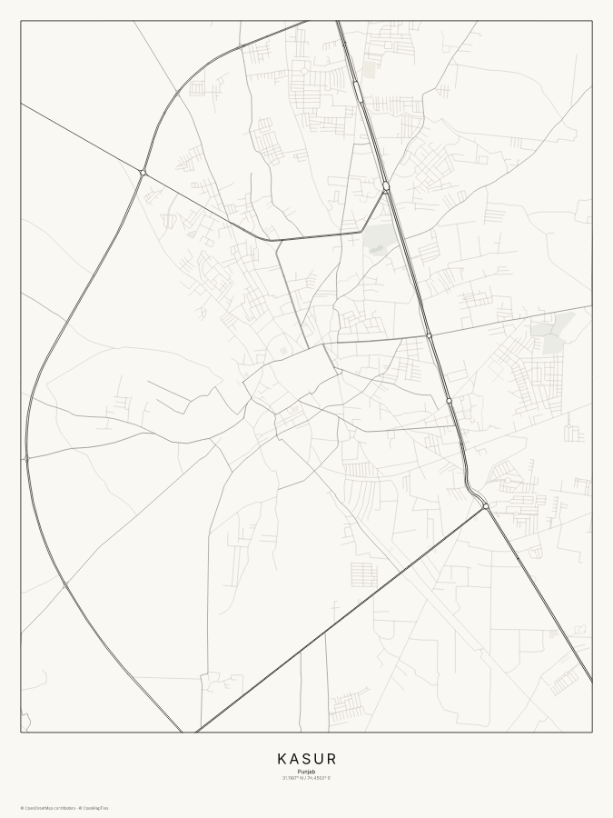 Kasur map poster, classic style