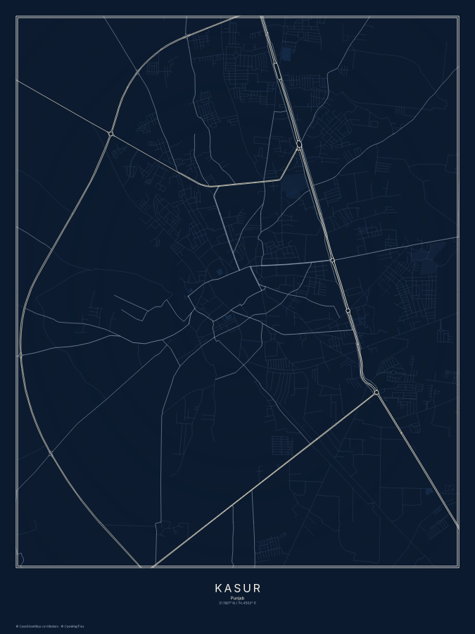 Kasur map poster, midnight style
