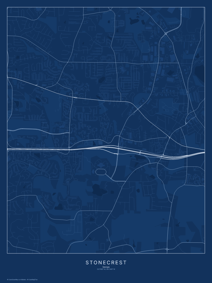 Stonecrest map poster, blueprint style